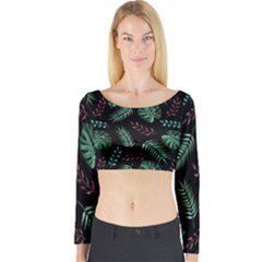 Honey-seamless-pattern Long Sleeve Crop Top by Amaryn4rt