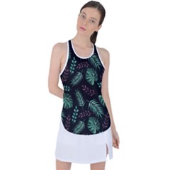 Abstract-seamless-pattern-with-tropical-leaves Racer Back Mesh Tank Top by Amaryn4rt