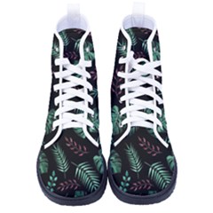 Abstract-seamless-pattern-with-tropical-leaves Men s High-top Canvas Sneakers by Amaryn4rt