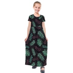 Seamless Bakery Vector Pattern Kids  Short Sleeve Maxi Dress