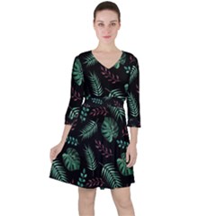 Animals Galaxy Space Quarter Sleeve Ruffle Waist Dress by Amaryn4rt