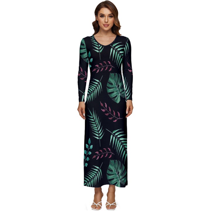 Seamless Bakery Vector Pattern Long Sleeve Longline Maxi Dress