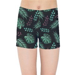 Tropical Leaves Pattern Kids  Sports Shorts by Amaryn4rt