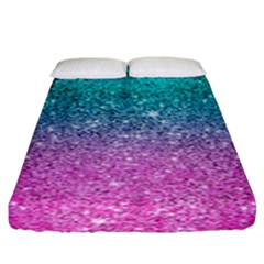 Pink And Turquoise Glitter Fitted Sheet (king Size) by Sarkoni