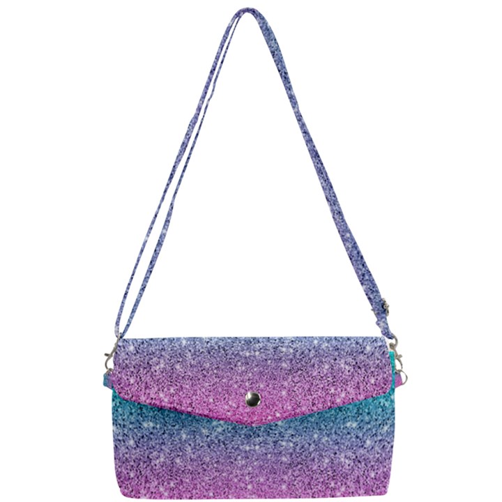 Pink And Turquoise Glitter Removable Strap Clutch Bag