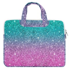 Pink And Turquoise Glitter Macbook Pro 16  Double Pocket Laptop Bag  by Sarkoni