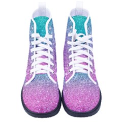 Pink And Turquoise Glitter Men s High-top Canvas Sneakers by Sarkoni