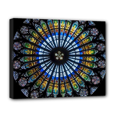 Mandala Floral Wallpaper Rose Window Strasbourg Cathedral France Deluxe Canvas 20  X 16  (stretched) by Sarkoni