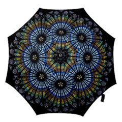 Mandala Floral Wallpaper Rose Window Strasbourg Cathedral France Hook Handle Umbrellas (large) by Sarkoni