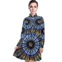 Mandala Floral Wallpaper Rose Window Strasbourg Cathedral France Long Sleeve Chiffon Shirt Dress View1