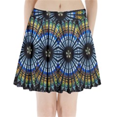 Mandala Floral Wallpaper Rose Window Strasbourg Cathedral France Pleated Mini Skirt by Sarkoni