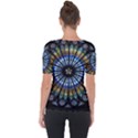 Mandala Floral Wallpaper Rose Window Strasbourg Cathedral France Shoulder Cut Out Short Sleeve Top View2