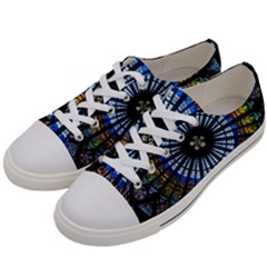 Mandala Floral Wallpaper Rose Window Strasbourg Cathedral France Men s Low Top Canvas Sneakers by Sarkoni