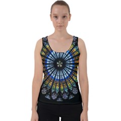 Mandala Floral Wallpaper Rose Window Strasbourg Cathedral France Velvet Tank Top by Sarkoni