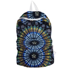 Mandala Floral Wallpaper Rose Window Strasbourg Cathedral France Foldable Lightweight Backpack by Sarkoni