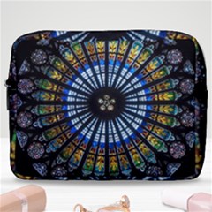 Mandala Floral Wallpaper Rose Window Strasbourg Cathedral France Make Up Pouch (large) by Sarkoni