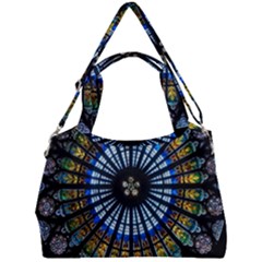 Mandala Floral Wallpaper Rose Window Strasbourg Cathedral France Double Compartment Shoulder Bag by Sarkoni