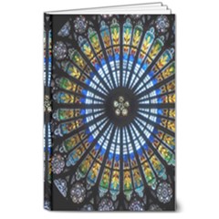 Mandala Floral Wallpaper Rose Window Strasbourg Cathedral France 8  X 10  Hardcover Notebook by Sarkoni