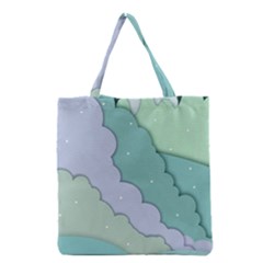 Winter Snow Mountains Nature Grocery Tote Bag by Pakjumat