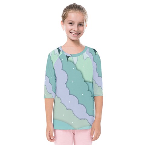 Winter Snow Mountains Nature Kids  Quarter Sleeve Raglan T-shirt by Pakjumat