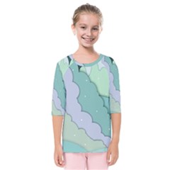 Winter Snow Mountains Nature Kids  Quarter Sleeve Raglan T-shirt