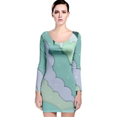 Winter Snow Mountains Nature Long Sleeve Velvet Bodycon Dress by Pakjumat