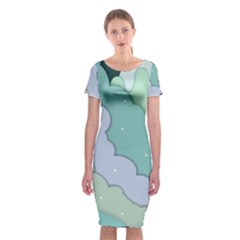 Winter Snow Mountains Nature Classic Short Sleeve Midi Dress by Pakjumat