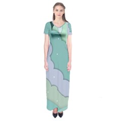 Winter Snow Mountains Nature Short Sleeve Maxi Dress by Pakjumat