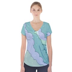 Winter Snow Mountains Nature Short Sleeve Front Detail Top by Pakjumat