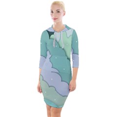 Winter Snow Mountains Nature Quarter Sleeve Hood Bodycon Dress by Pakjumat