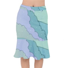 Winter Snow Mountains Nature Short Mermaid Skirt by Pakjumat