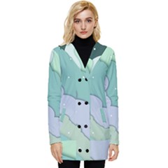 Winter Snow Mountains Nature Button Up Hooded Coat  by Pakjumat