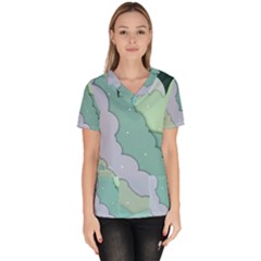 Winter Snow Mountains Nature Women s V-neck Scrub Top by Pakjumat