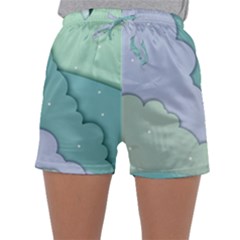 Winter Snow Mountains Nature Sleepwear Shorts by Pakjumat