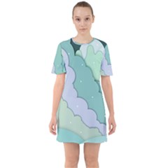 Winter Snow Mountains Nature Sixties Short Sleeve Mini Dress by Pakjumat