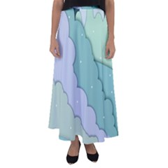 Winter Snow Mountains Nature Flared Maxi Skirt by Pakjumat