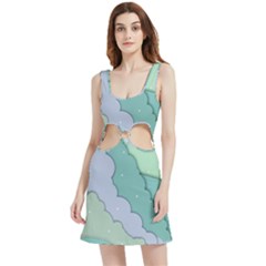 Winter Snow Mountains Nature Velour Cutout Dress by Pakjumat