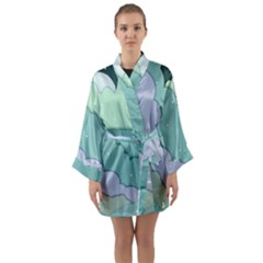 Winter Snow Mountains Nature Long Sleeve Satin Kimono by Pakjumat