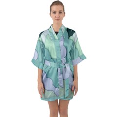 Winter Snow Mountains Nature Half Sleeve Satin Kimono  by Pakjumat