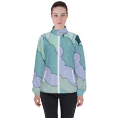 Winter Snow Mountains Nature Women s High Neck Windbreaker by Pakjumat