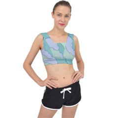 Winter Snow Mountains Nature V-back Sports Bra by Pakjumat