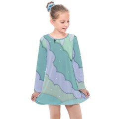 Winter Snow Mountains Nature Kids  Long Sleeve Dress by Pakjumat