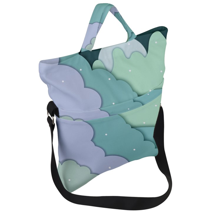 Winter Snow Mountains Nature Fold Over Handle Tote Bag