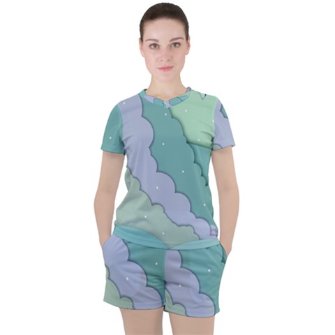 Winter Snow Mountains Nature Women s T-shirt And Shorts Set by Pakjumat