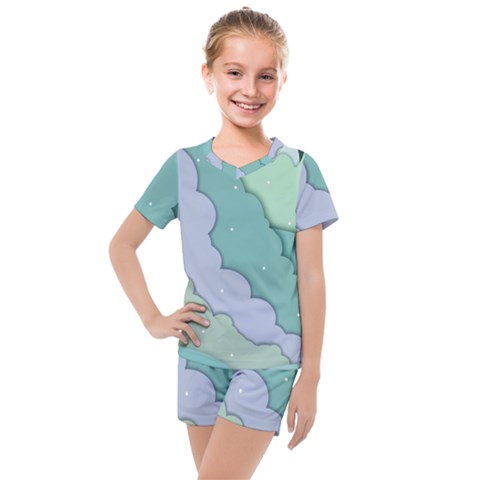 Winter Snow Mountains Nature Kids  Mesh T-shirt And Shorts Set by Pakjumat