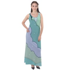 Winter Snow Mountains Nature Sleeveless Velour Maxi Dress by Pakjumat