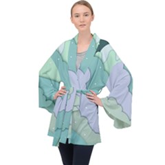 Winter Snow Mountains Nature Long Sleeve Velvet Kimono  by Pakjumat