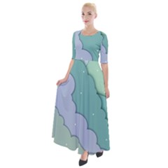 Winter Snow Mountains Nature Half Sleeves Maxi Dress