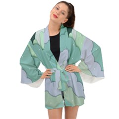 Winter Snow Mountains Nature Long Sleeve Kimono by Pakjumat