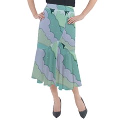 Winter Snow Mountains Nature Midi Mermaid Skirt by Pakjumat